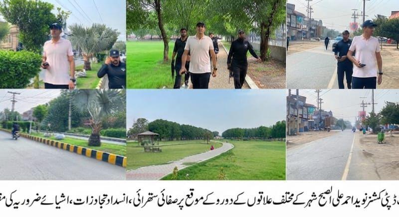 ڈپٹی کمشنر گوجرانوالہ نوید احمد صفائی ستھرائی اور ترقیاتی کاموں کا معائنہ کرتے ہوئے۔